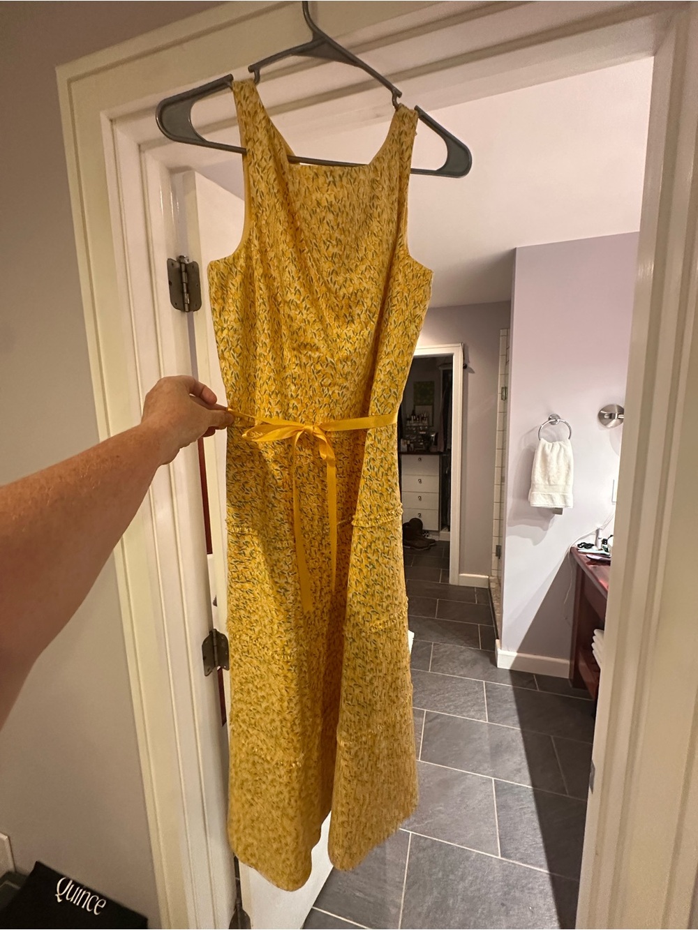 Liz Claiborne Yellow Floral Tie-Front Midi Dress - Picture 1 of 4